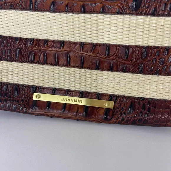 Brahmin Lorelei Shoulder Bag in Pecan Raffia Vineyard - Picture 2 of 3